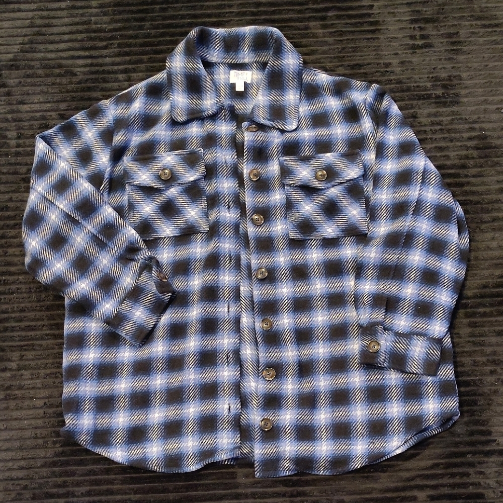 Women's Blue and Black Flannel Shirt-Jacket